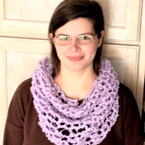 Cowl, Neck warmer, Neck scarf, Winter wear, Winter accessories, Fashion accessories, Lacy Crochet Cowl in Lavender, Purple Neck-warmer