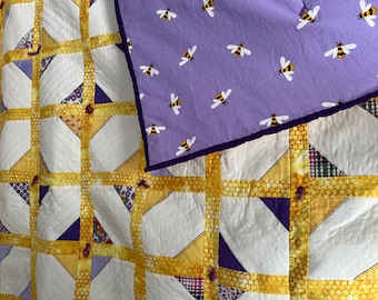 Lap Quilt, Handmade Throw Quilt, Patchwork Quilt, Quilt For Sale Handmade, Sofa Quilt, Bed Quilt, Handmade Quilt, Yellow Quilt, Purple Quilt