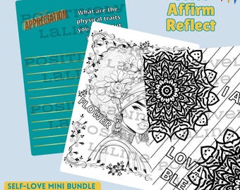 Self-Love Coloring Pages Mini Bundle | Black Woman Art | Affirmation Coloring| Journal Prompt | Printable Self-Care Digital Download