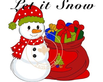 Christmas Snowman Clipart PNG, Cozy Holiday Design (Transparent) NO white base.