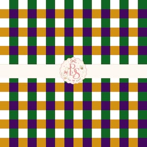 Purple Green Gold Checkered Seamless Pattern (Digital Download)