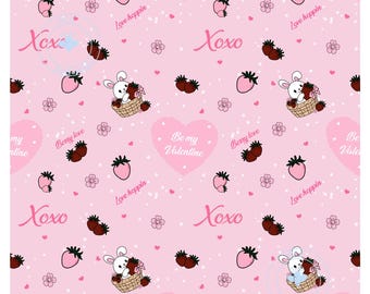 Strawberry bunny valentine pattern| transparent background