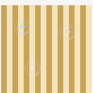 Puede incluir: Ilustración digital con un patrón de rayas beige y doradas. El texto "THIS IS NOT A PHYSICAL PRODUCT" está en la parte superior. Tres logotipos circulares con diseños florales están espaciados en la imagen.