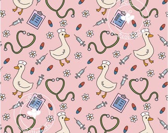Nurse Duck Medical Pattern: Kawaii Healthcare Design (Digital Download