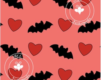 Bats & Hearts Seamless Pattern: Spooky Valentine's Design (Digital Download)