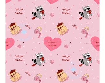 Raccoon Valentine Seamless Pattern | You Stole My Heart | sublimation pattern