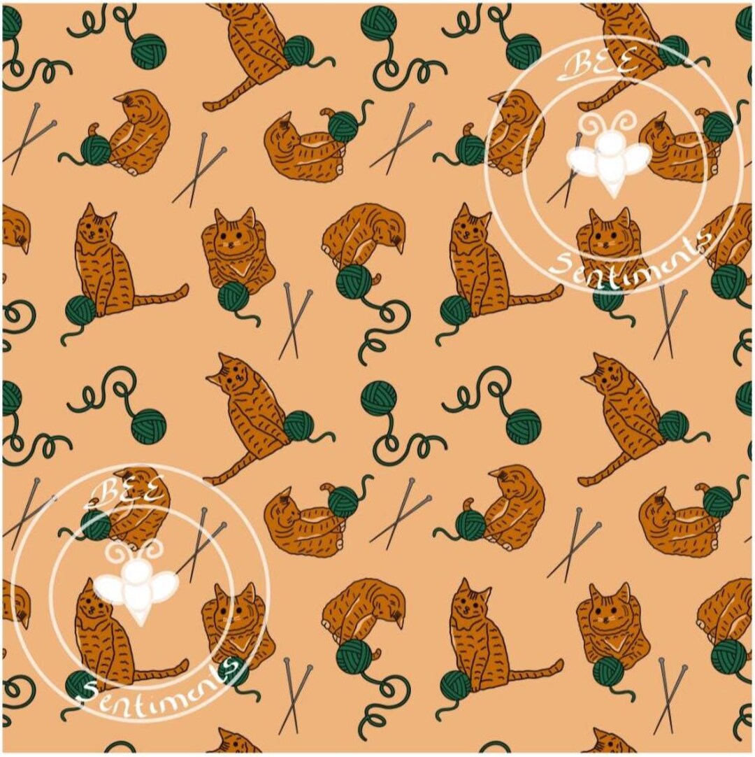 Playful Cat Pattern Playful Cats and Yarn Balls Seamless Pattern – Cozy Knitting Themed - Etsy