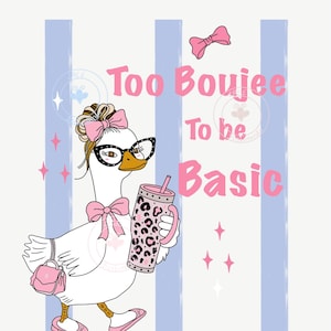 Ganso demasiado elegante para ser básico PNG / Ganso atrevido PNG / Diseño de ganso preppy adorable / Chica moderna PNG / Descarga para sublimación