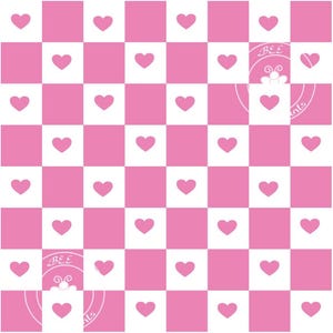 Pink & White Heart Checkerboard Seamless Pattern