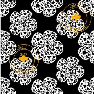 Seamless Black and White Floral Pattern – Digital Download