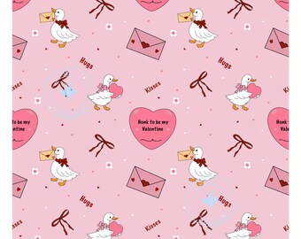Valentine Goose Seamless Pattern | Valentine’s Day Digital Print| Sublimation & Fabric Print