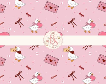 Valentine Goose Seamless Pattern | Pink Love Letter Print (Digital Download)
