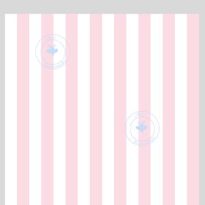 May include: Vertical stripes of white and light pink cover the background of this image. The text "THIS IS NOT A PHYSICAL PRODUCT" is in pink script at the top. Two circular logos with a blue bow are visible.