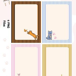 Bloco de notas com listras de gatinho fofo | Papelaria imprimível para amantes de gatos | Bloco de notas digital | Bloco de notas com gatinho kawaii | Bloco de notas para lista de tarefas