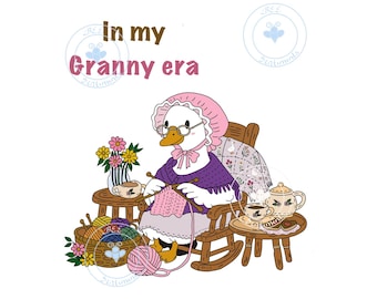 In My Granny Era – Vintage Goose PNG | Cozy Grandmacore Digital Download | Cottagecore Clipart for Stickers, Shirts & Crafts