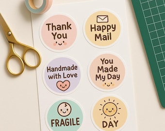 Kawaii Small Business Sticker Pack: Thank You, Happy Mail (Digital Download)