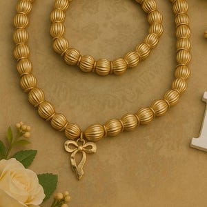 Gold Bracelet, Gift for Her, Wedding Gift, Bracelet and Necklace Set, Handmade Bracelet, Charm Necklace, Anniversary Gift, Birthday Gift