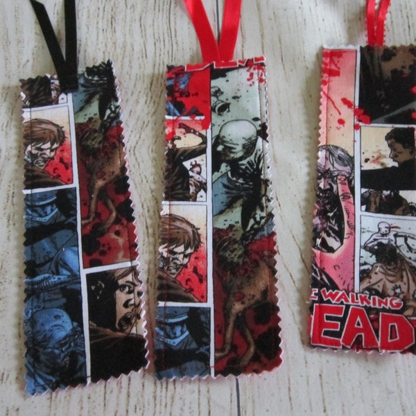 Walking Dead Bookmark, Zombie Bookmark, Fabric Bookmark, Walking Dead Comic Bookmark, Comic Book Bookmark