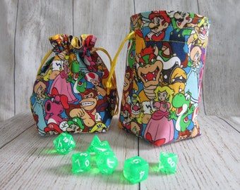 Nintendo Dice Bag, Super Mario Dice Bag, D&D Dice Pouch, Stand-Up Dice Bag, Drawstring Bag, Role-Playing Games, Large Dice Bag