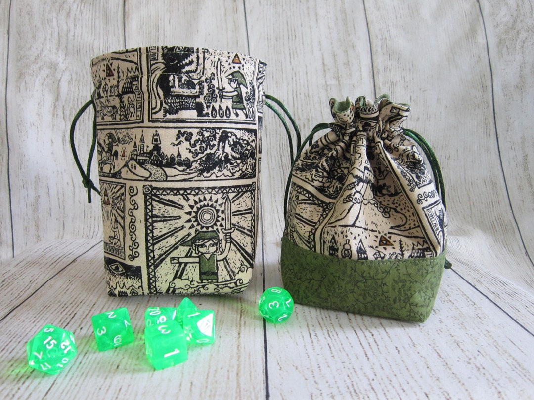 Zelda Dice Bag, Wind Waker Dice Bag, Legend of Zelda Dice Pouch, Nintendo Drawstring Bag, Link