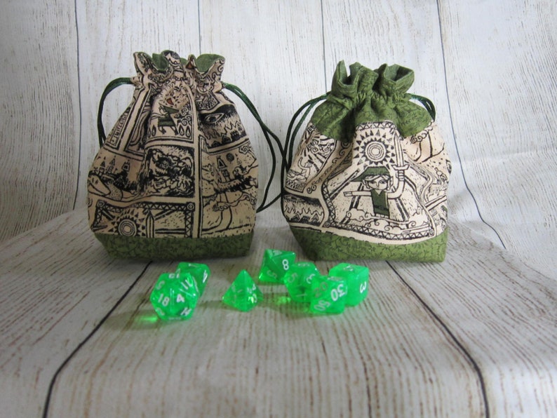 Zelda Dice Bag, Wind Waker Dice Bag, Legend of Zelda Dice Pouch, Nintendo Drawstring Bag, Link Dice Bag, D&D Bag, RPG Bag, Stand-up Dice Bag image 10