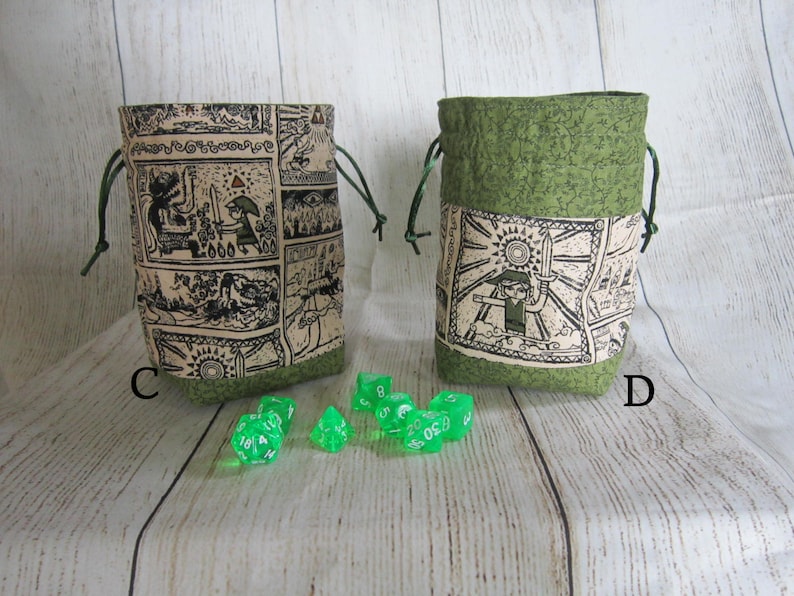 Zelda Dice Bag, Wind Waker Dice Bag, Legend of Zelda Dice Pouch, Nintendo Drawstring Bag, Link Dice Bag, D&D Bag, RPG Bag, Stand-up Dice Bag image 6