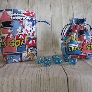 Sonic the Hedgehog Dice Bag, Sonic Dice Pouch, Hedgehog Dice Bag, Stand Up Dice Bag, Sega Dice Holder, Nerdy Gifts, Role Playing Games, D&D