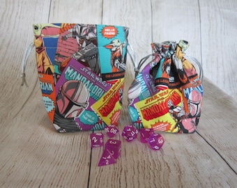 Mandalorian Dice Bag, Star Wars Dice Bag, The Child Dice Bag, Dice Pouch, Stand-up Dice Bag, RPG Dice Bag, D & D Dice Bag