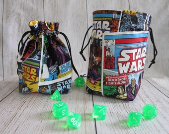 Star Wars Dice Bag, Star Wars Comic Dice Pouch, Star Wars Drawstring Bag, Stand-Up Dice Bag, Nerdy Gifts, Role-Playing Games, D&D