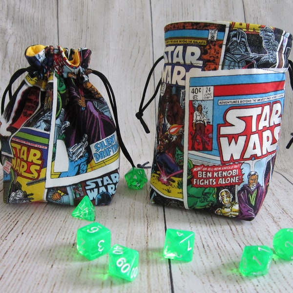 Star Wars Dice Bag, Star Wars Comic Dice Pouch, Star Wars Drawstring Bag, Stand-Up Dice Bag, Nerdy Gifts, Role-Playing Games, D&D