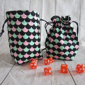 Dragon Scales Dice Bag, Mermaid Dice Pouch, Drawstring Bag, Stand-up Dice Bag, RPG Bag, D&D Dice Bag, Gifts for Nerds, Geeky Christmas Gifts