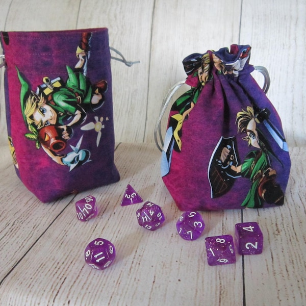 Zelda Dice Bag, Majora's Mask Dice Bag, Purple Dice Bag, Role-Playing, Dungeons and Dragons, RPG Bag, Gifts for Geeks, Nerdy Christmas Gift