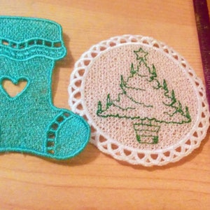 One 1 Embroidered Lace Christmas Ornaments image 2