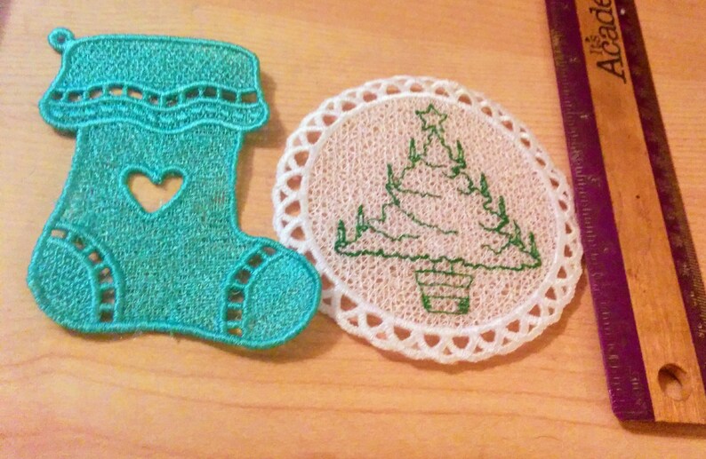 One 1 Embroidered Lace Christmas Ornaments image 2