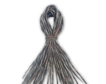 Viking Naturwolle Dreadlocks - 16 Doppelendige DE Dreads - Norweger 3-farbiger Twist