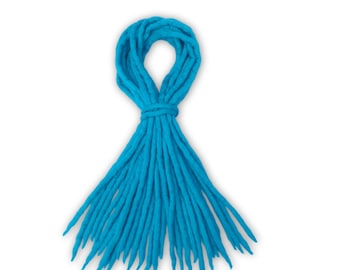 Teal Dreadlocks - 16 Handgefertigte Doppelendige DE Merino Wolle Dreads