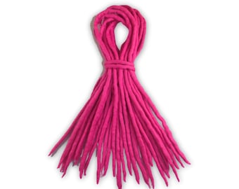 Rosa Dreadlocks - Handgefertigte Doppelendige DE Merino Wolle Dreads - Dread Dreadlocks