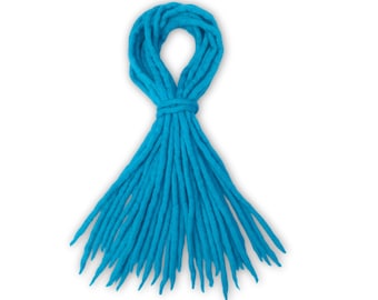 Türkis blaue Dreadlocks - Handgemachte Double Ended DE Merino Wolle Dreads - Dread Dreadlock-Erweiterungen