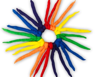 Gay Pride Regenbogen LGBTQ+ Handgefertigte Wolle Dreadlock Haargummi - Hergestellt aus Merino Wolle Dreads für Pferdeschwanz