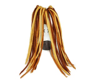 5 Farben Braune Kombi Handgemachte Woll Dreadlocks - 20 Double ended DE Merino Woll dreads