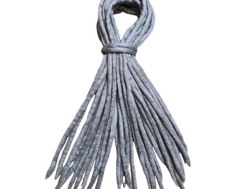 Graue Handmade Wolle Dreadlocks - 16 Doppelendige DE Merino Wolle Dreads