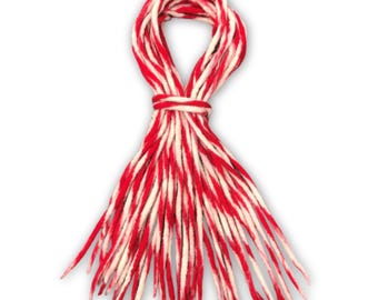 Rot und Weiße candycane Handmade Wolle Dreadlocks - 16 Doppelendige DE Merino Wolle Dreads