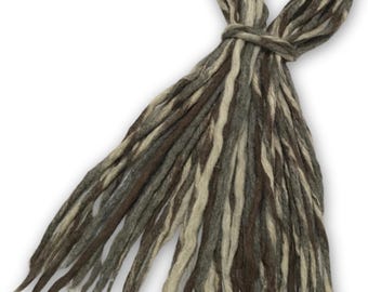 Viking Naturwolle Dreadlocks - 16 Doppelendige DE Dreads - Norwegische dreifarbige Twist Kombination