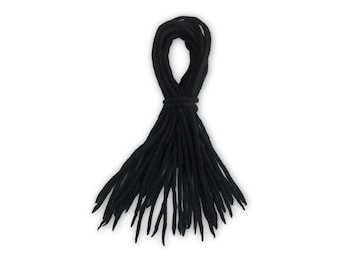 Schwarze Dreadlocks - Handgefertigte Doppelende DE Merino Wolle Dreads - SCHWARZE Dread Dreadlockverlängerungen