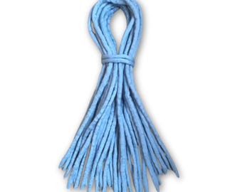 Hellblaue Handmade Wolle Dreadlocks - 16 Doppelendige DE Merino Wolle Dreads