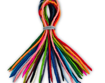 Regenbogen Dreadlocks - Handgefertigte Doppelendige DE Merino Wolle Dreads