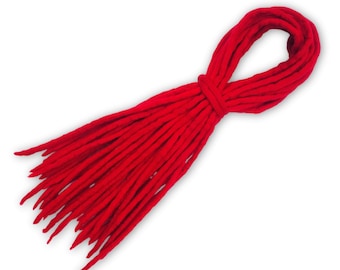 Red Handmade Wool Dreadlocks -  Double Ended DE Merino Wool Dreads - Dread Dreadlock Extensions