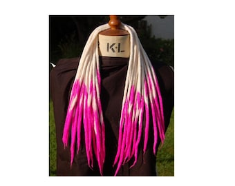 Blond und kirschrote handgemachte Wolle Dreadlocks - 16 Doppelendige DE Merino Wolle Dreads
