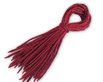 Cherry Red Dreadlocks - Handgemachte Double Ended DE Merino Wolle Dreads - CHERRY RED Dread Dreadlock Extensions