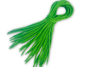 Vivid Green Dreadlocks - Handmade Double Ended DE Merino Wool Dreads - Dread Dreadlock Extensions